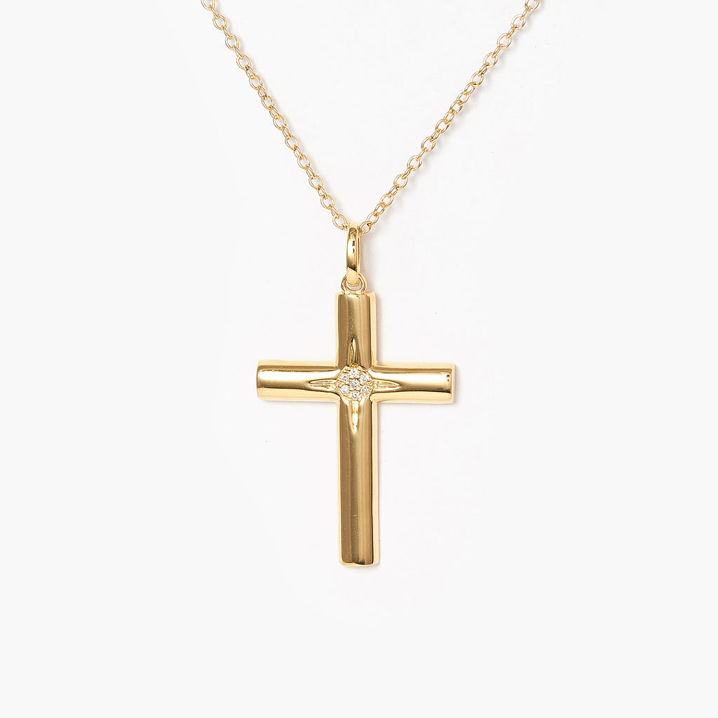 Cross star with diamond Accent cross pendant necklace