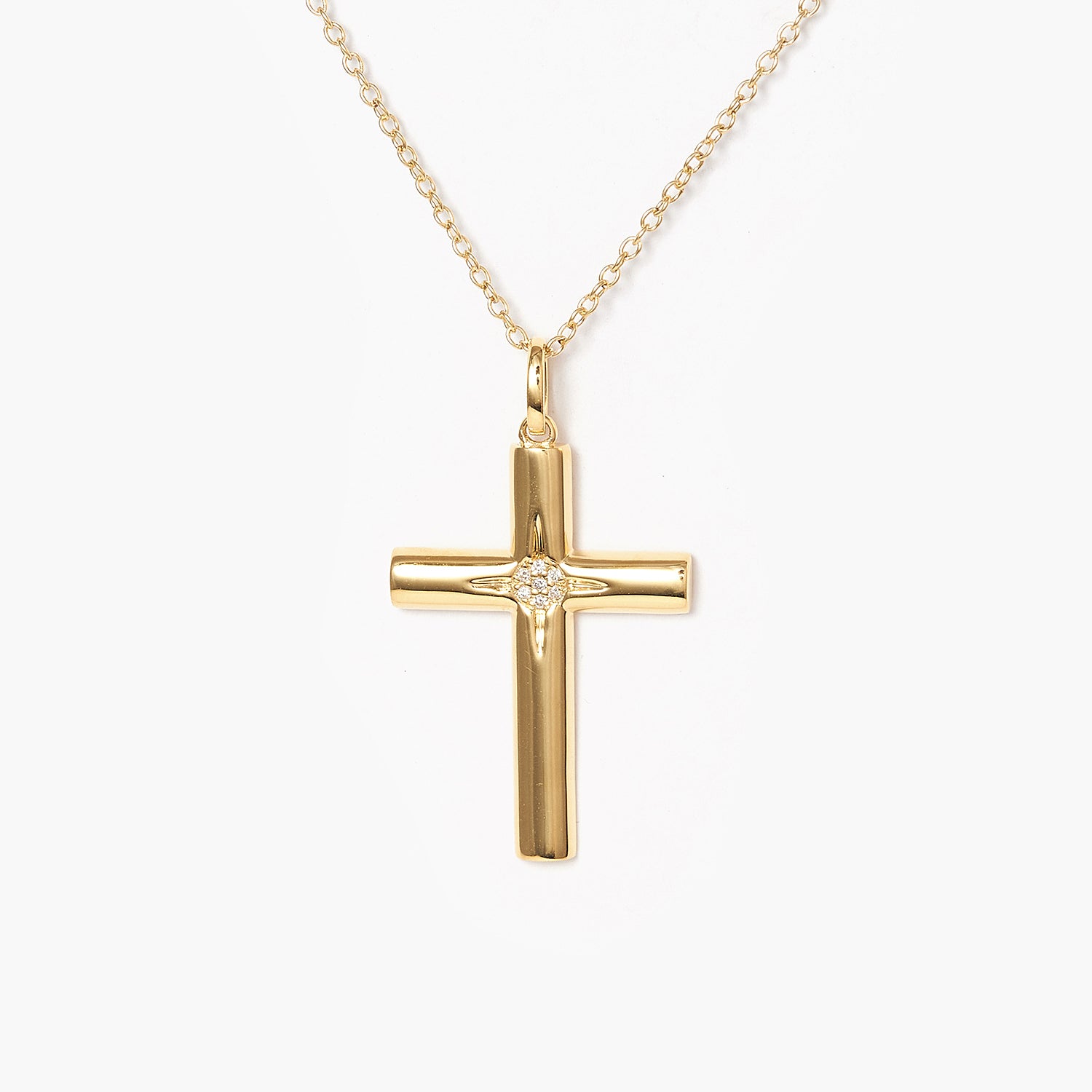 Cross star with diamond Accent cross pendant necklace