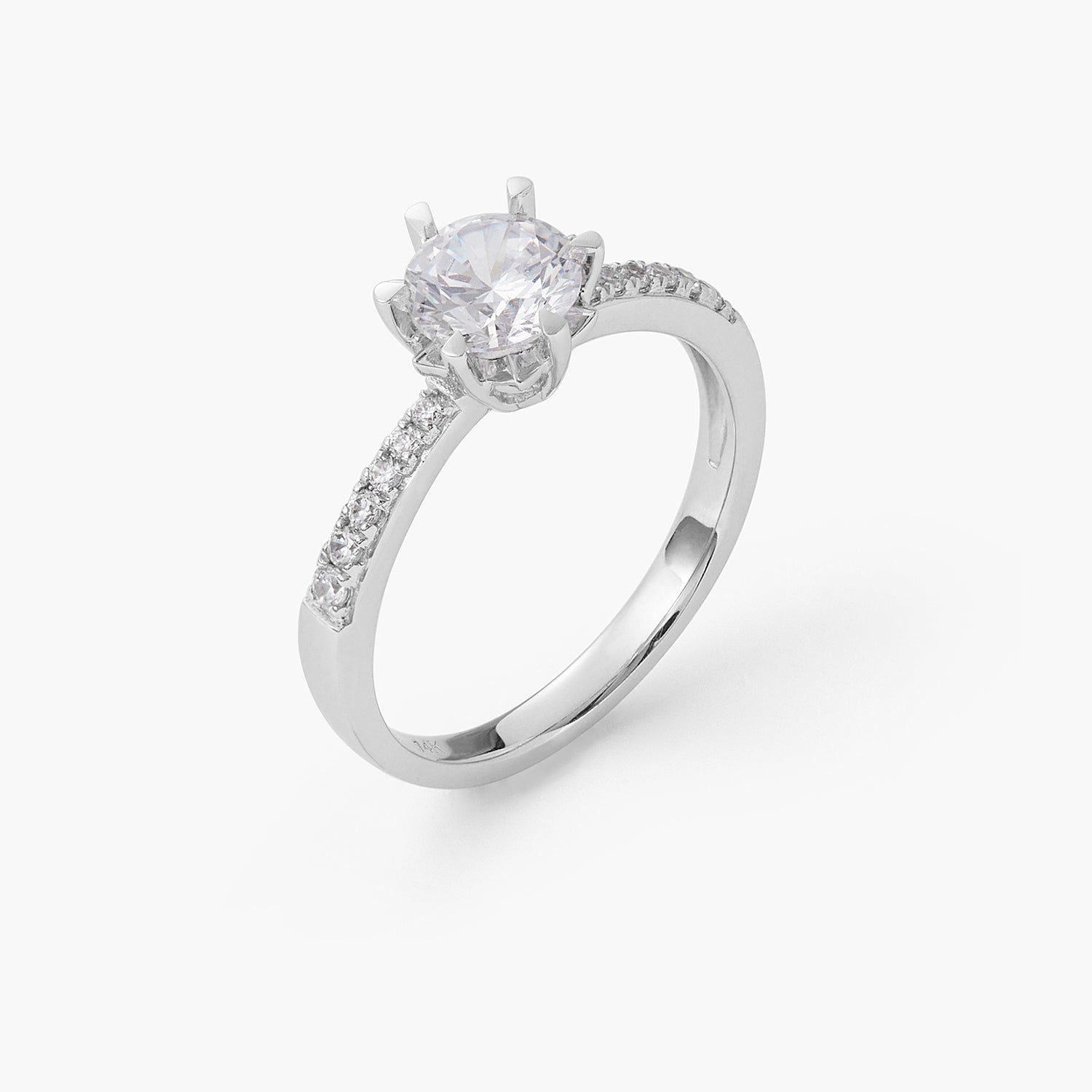 Six Claw Moissanite Diamond Round Solitaire Ring