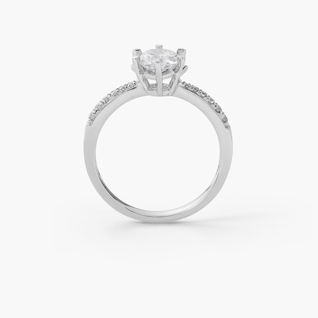 Six Claw Moissanite Diamond Round Solitaire Ring