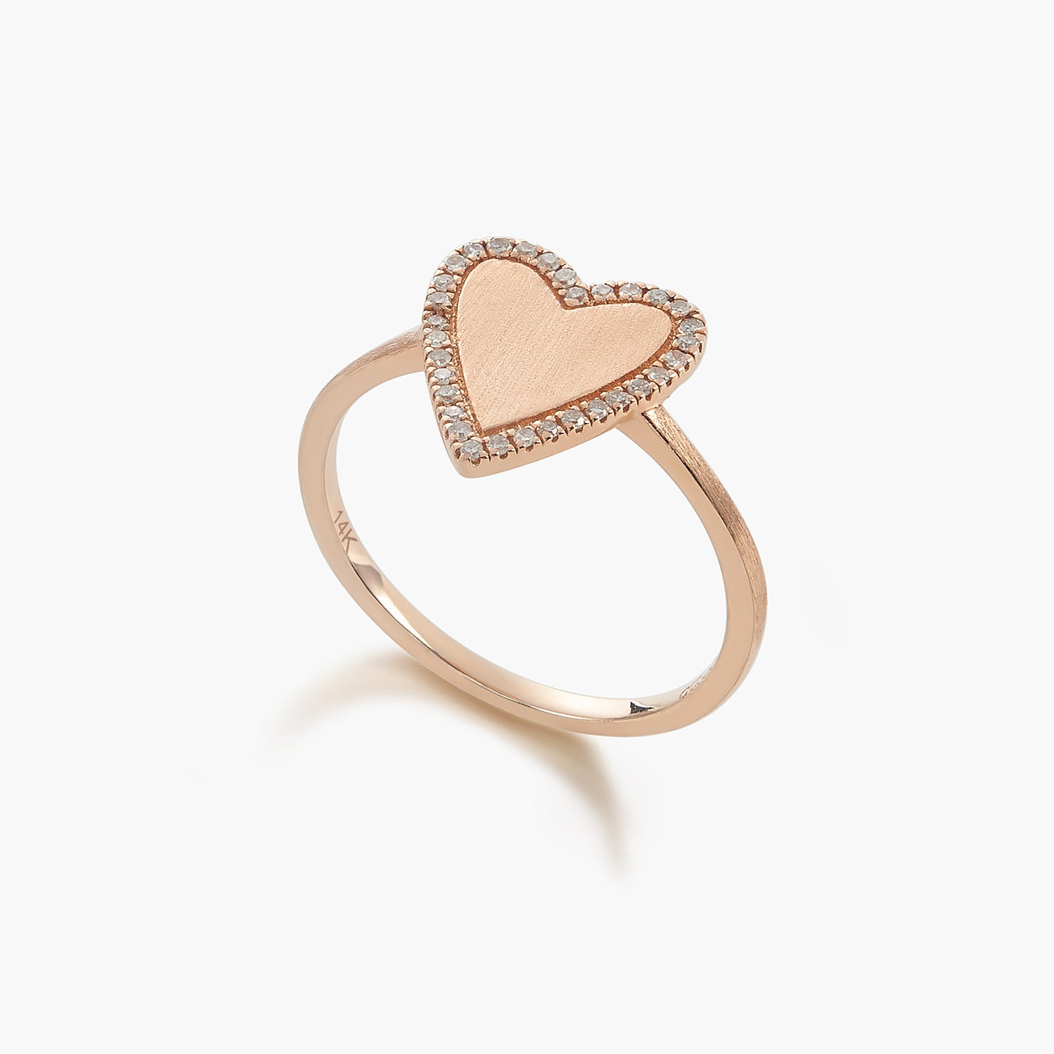 Flat Pave Heart Ring With Moissanite Diamonds
