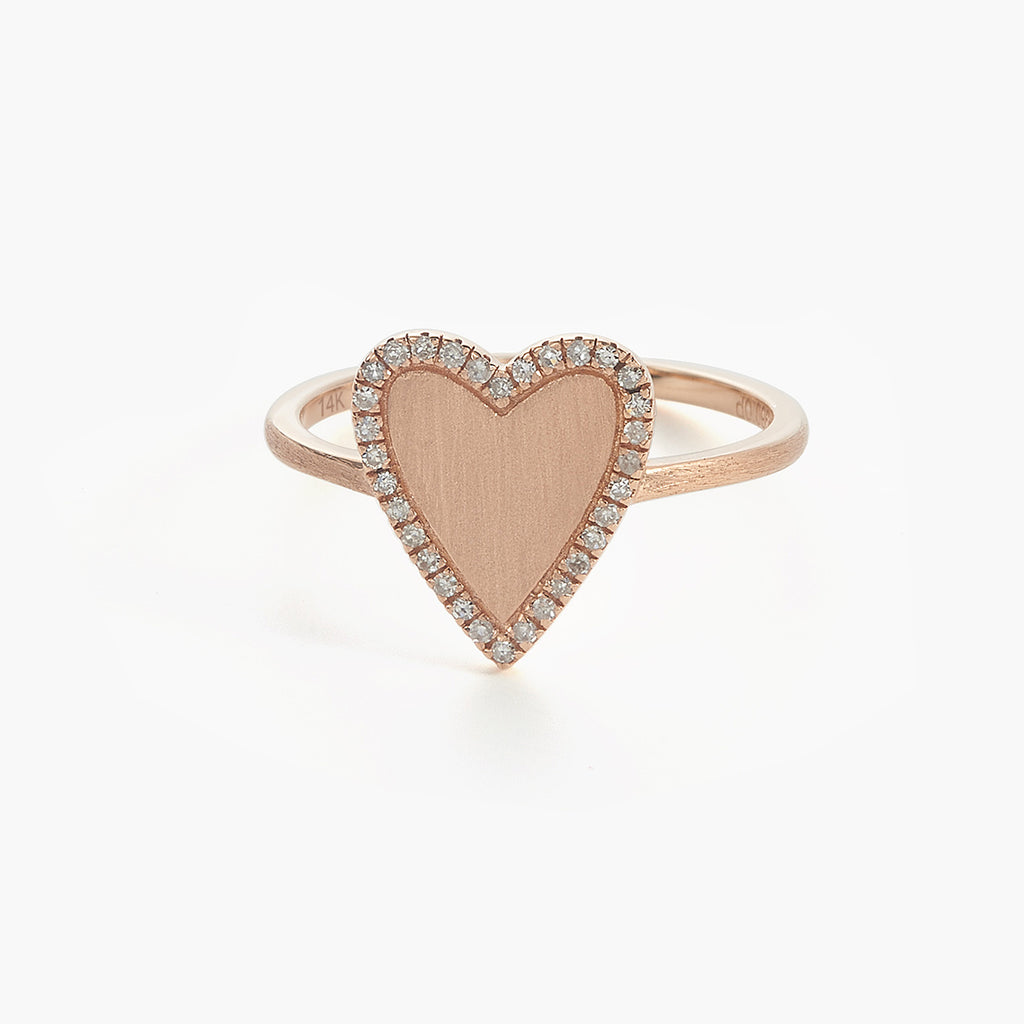 Flat Pave Heart Ring With Moissanite Diamonds