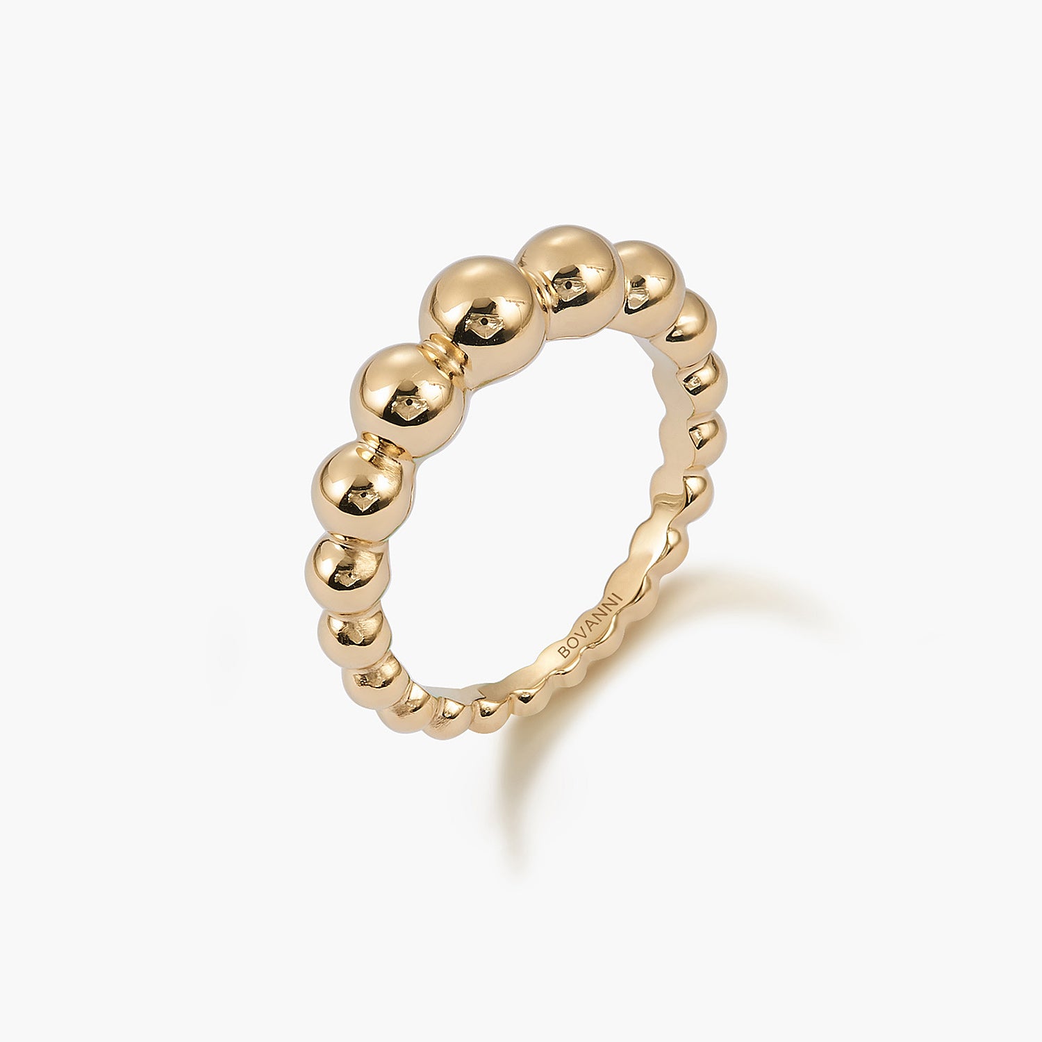 14K Solid Gold Stackable Beaded Ring