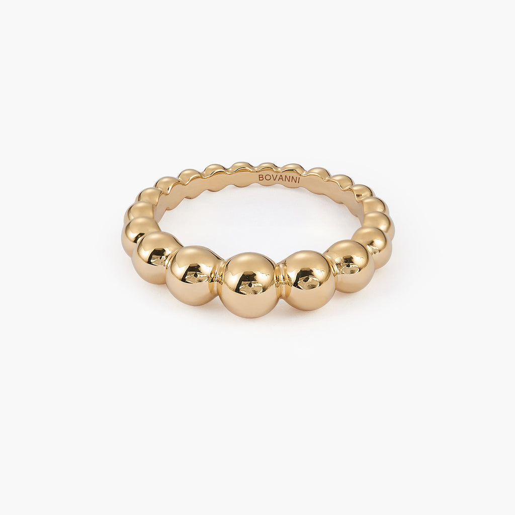 14K Solid Gold Stackable Beaded Ring