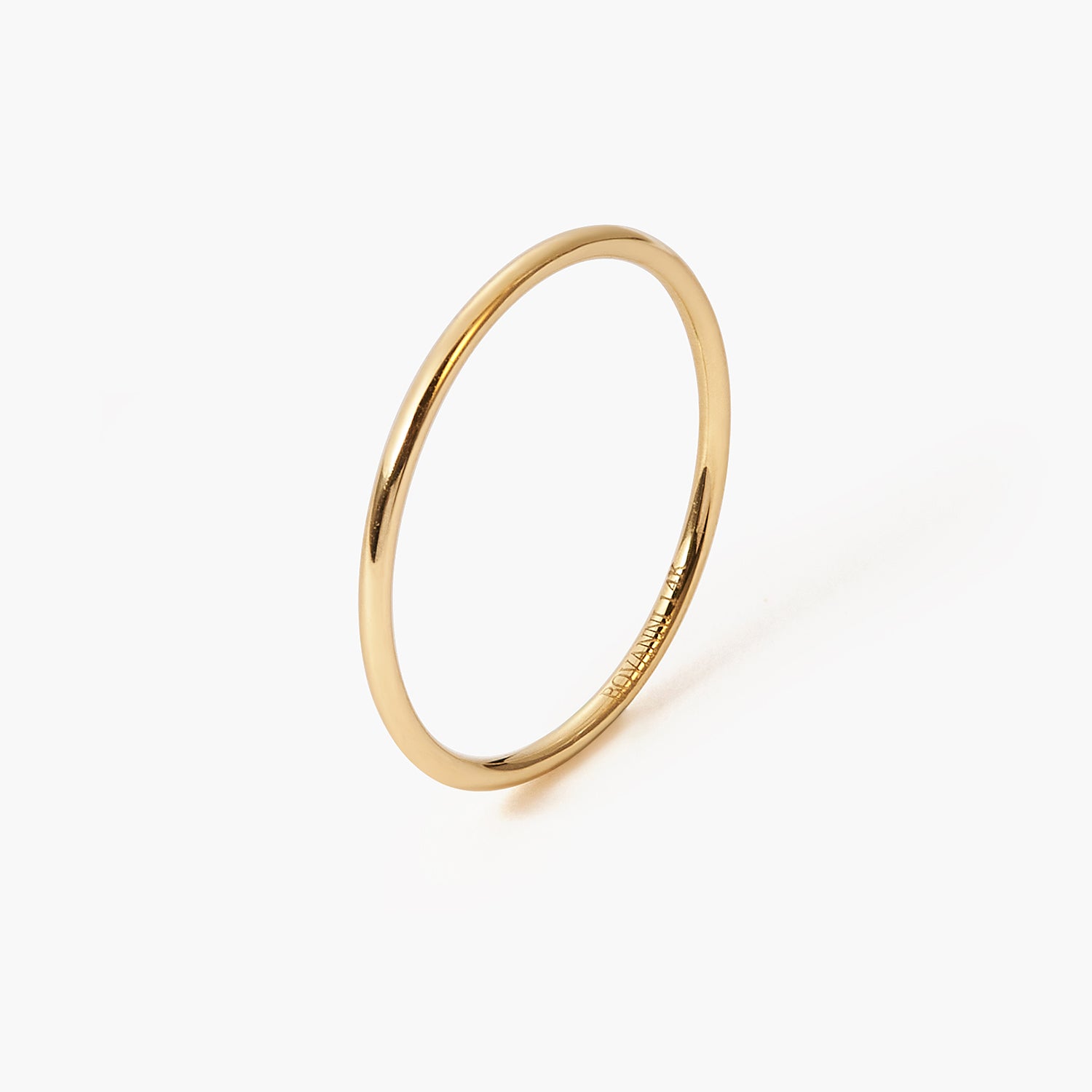14K Solid Gold Delicate Skinny Stracking Hammered Gold Ring