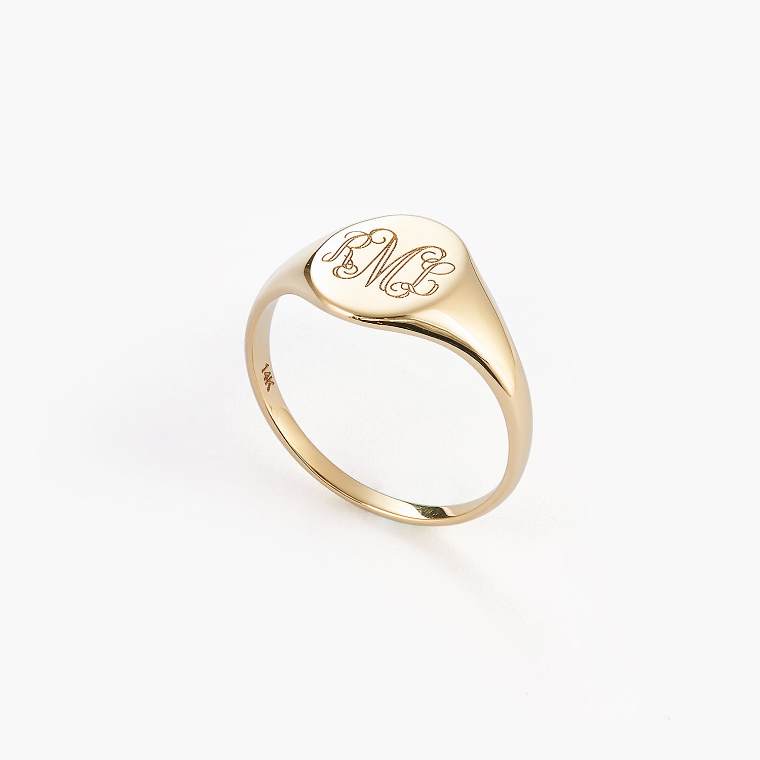 Yellow Italian Oval Flat-Top Monogram Fashion Ring