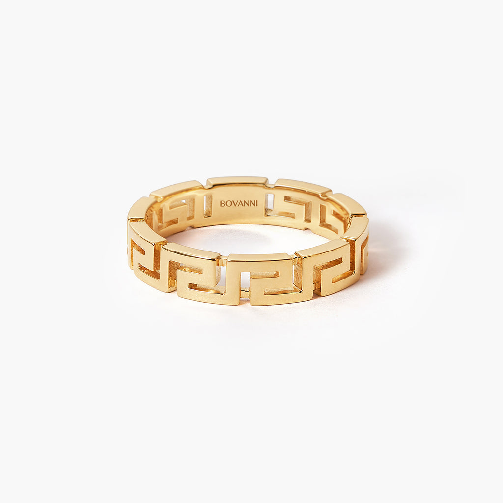 Classic Band Ring With A Greca Motif