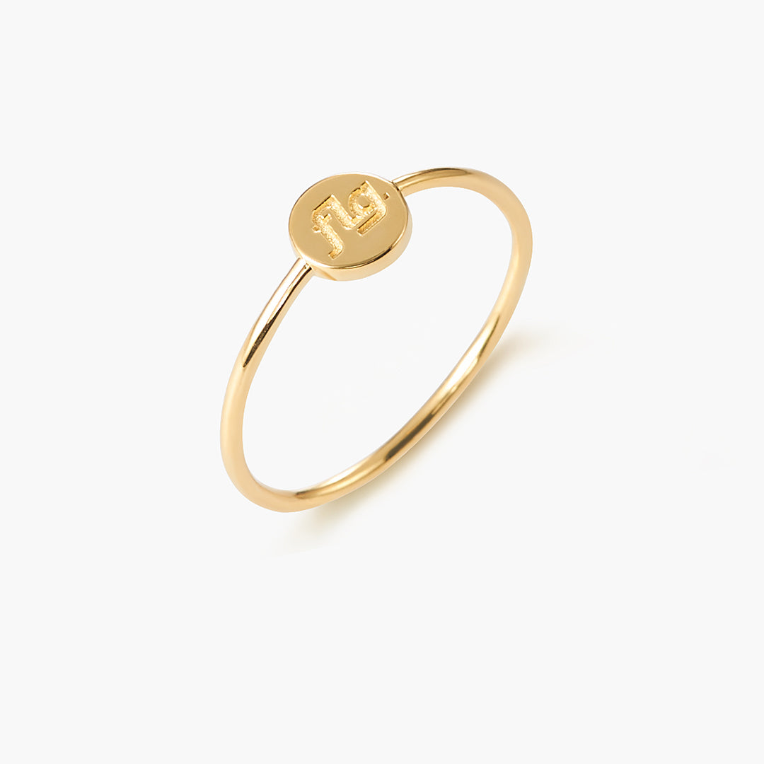 Small Gold Circle Disc Band Ring