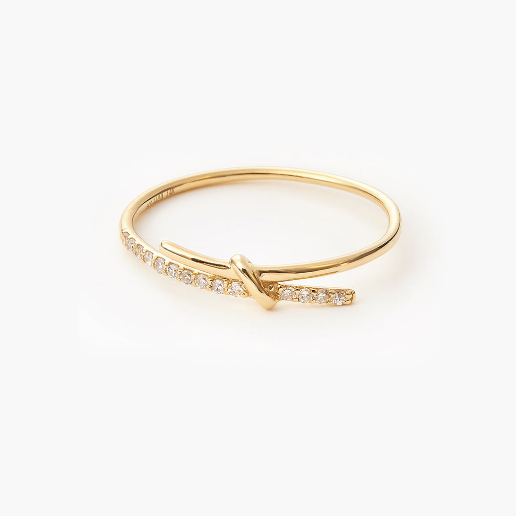 Barbed Wire Promise with diamonds - Delicate Knot Ring