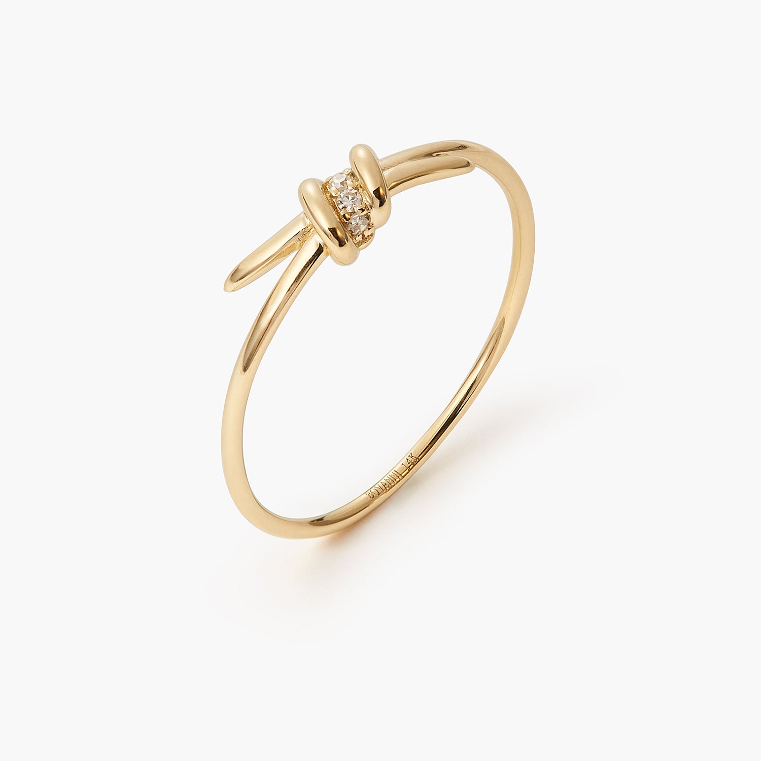 Barbed Wire Promise and Best Friends Ring with diamonds - Delicate Knot Ring