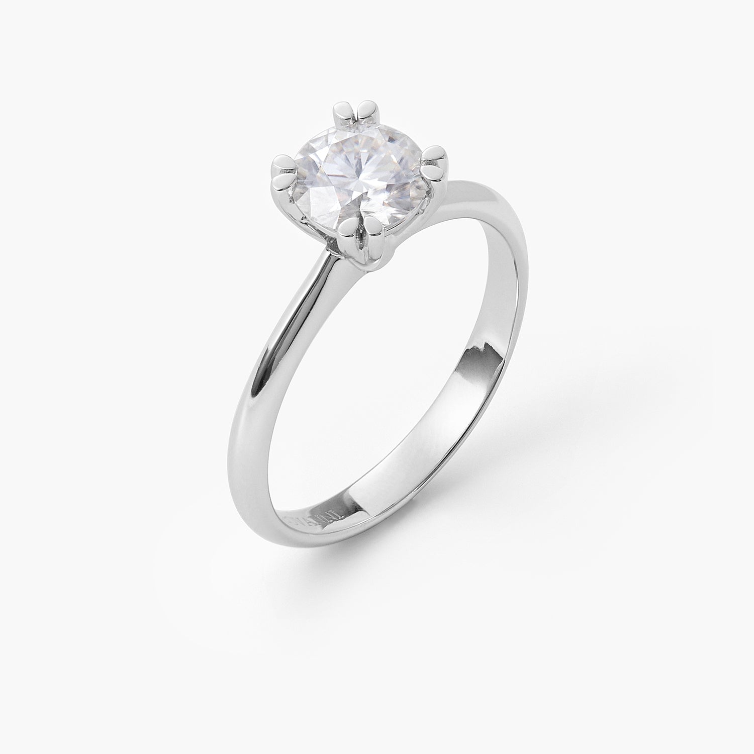 Double Four Prong Ring Round Cut Solitaire Moissanite Diamond with Sapphire Engagement Ring
