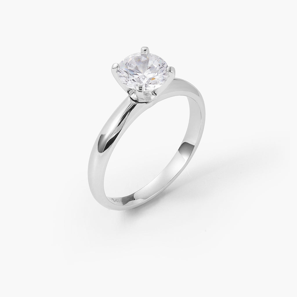 Classic Four Prong Ring Round Cut Solitaire Moissanite Diamond