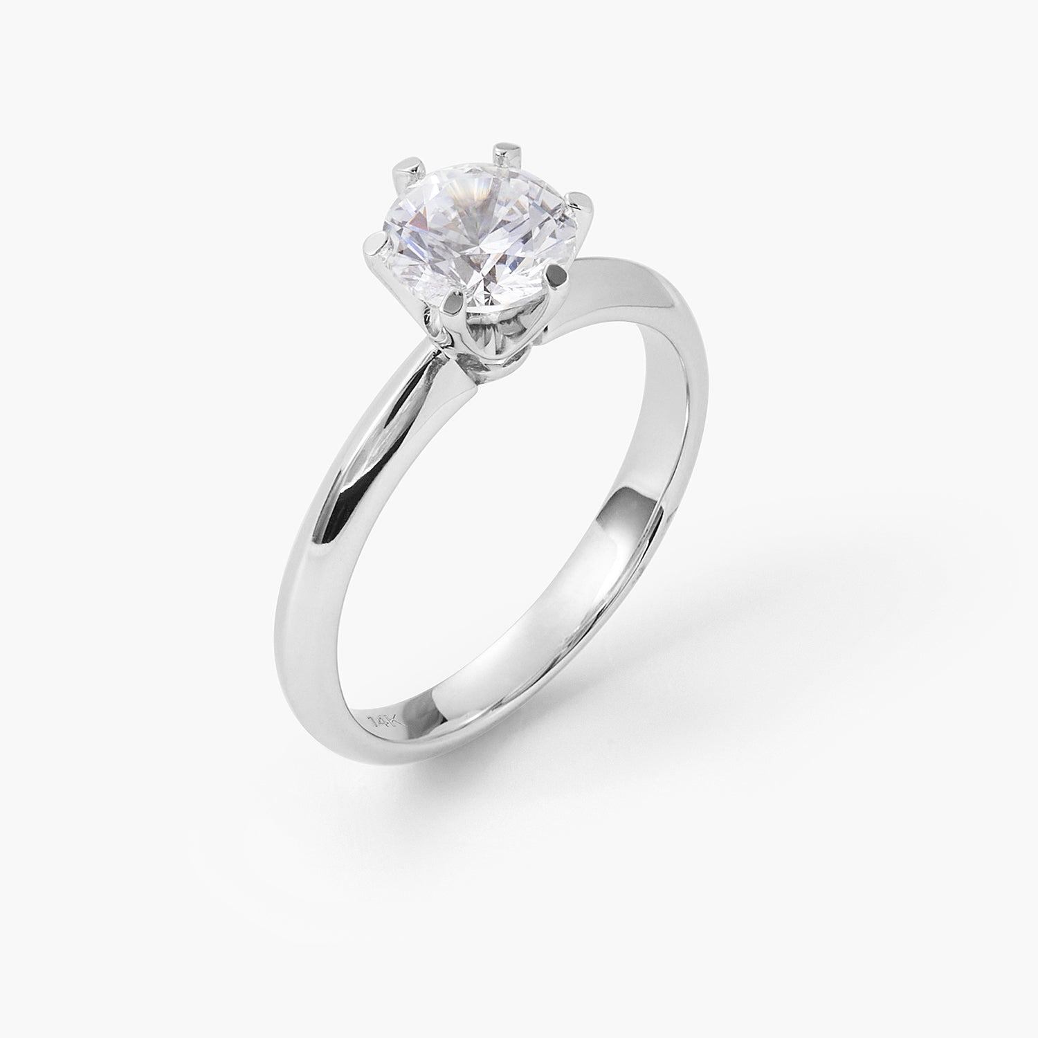 Classic Six Prong Ring Round Cut Solitaire Moissanite Diamond