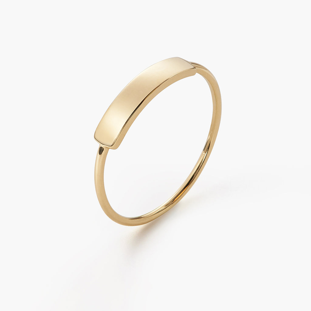 Small Engravable Gold Bar Ring