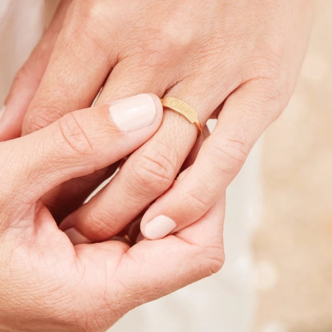 Personalized Name Gold Bar Ring