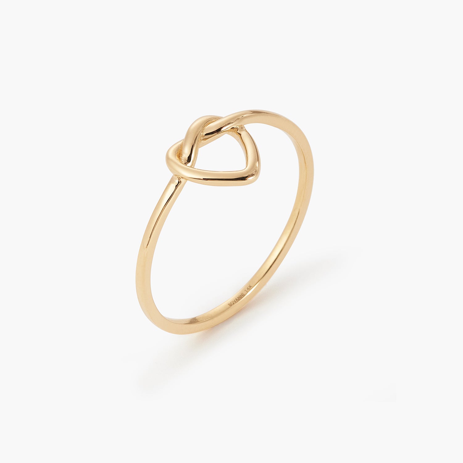 14K Gold Thin Heart Knot Ring Delicate Love Gold Ring