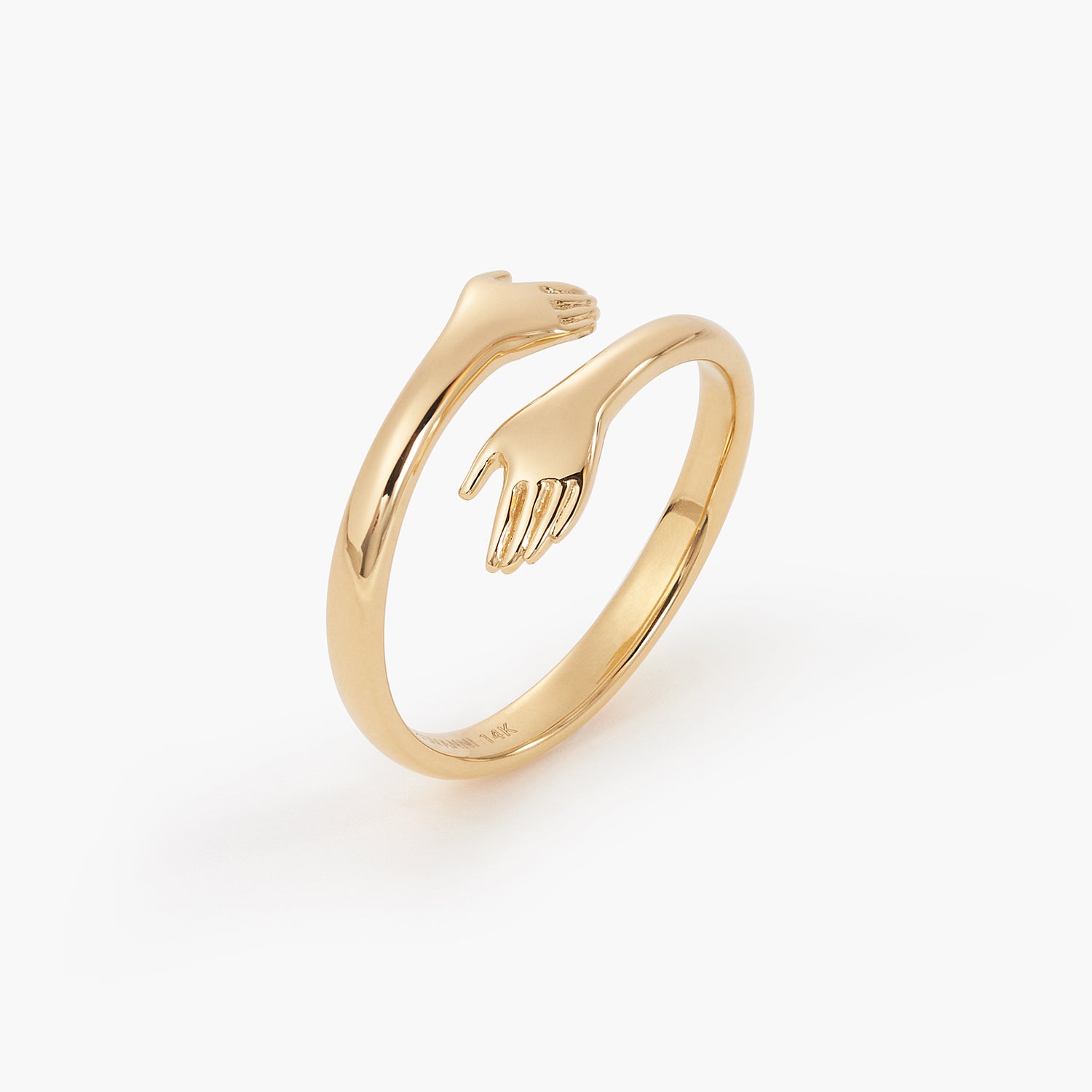 Tiny Golden Love Hugging Hand Stackable Ring