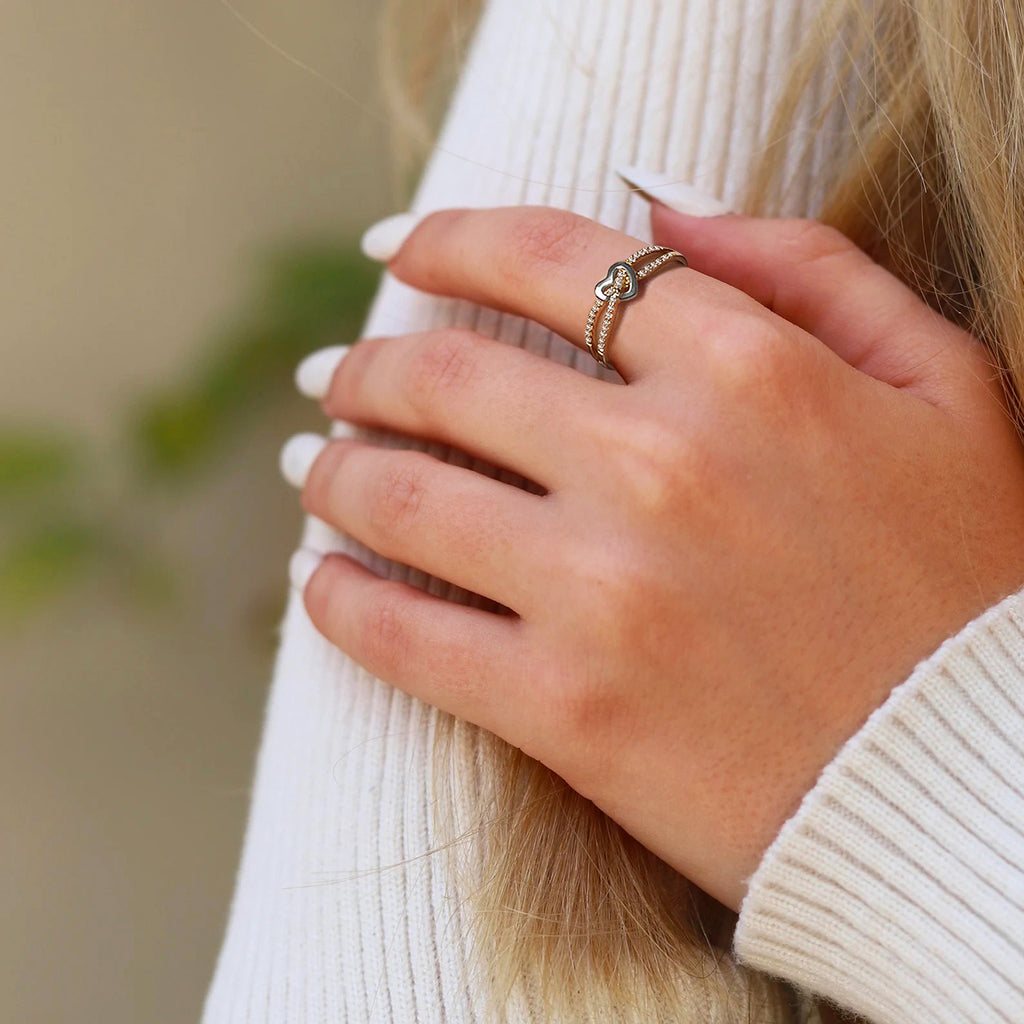 Heart Split Shank With Diamonds Promise Ring In 14k Yellow Gold Over