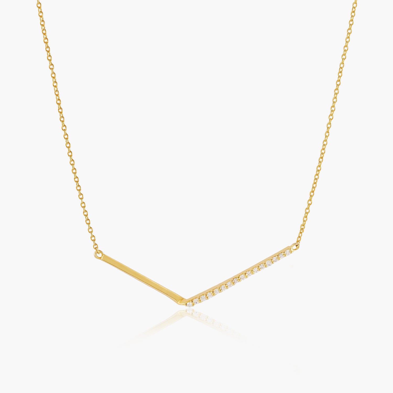 V Necklace & Clear CZ