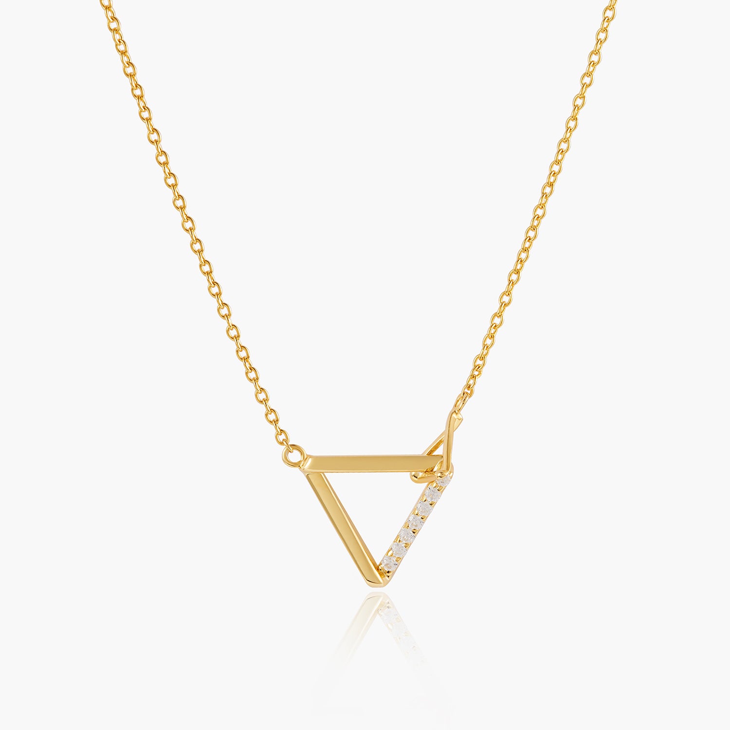 Triangle Necklace & Clear CZ