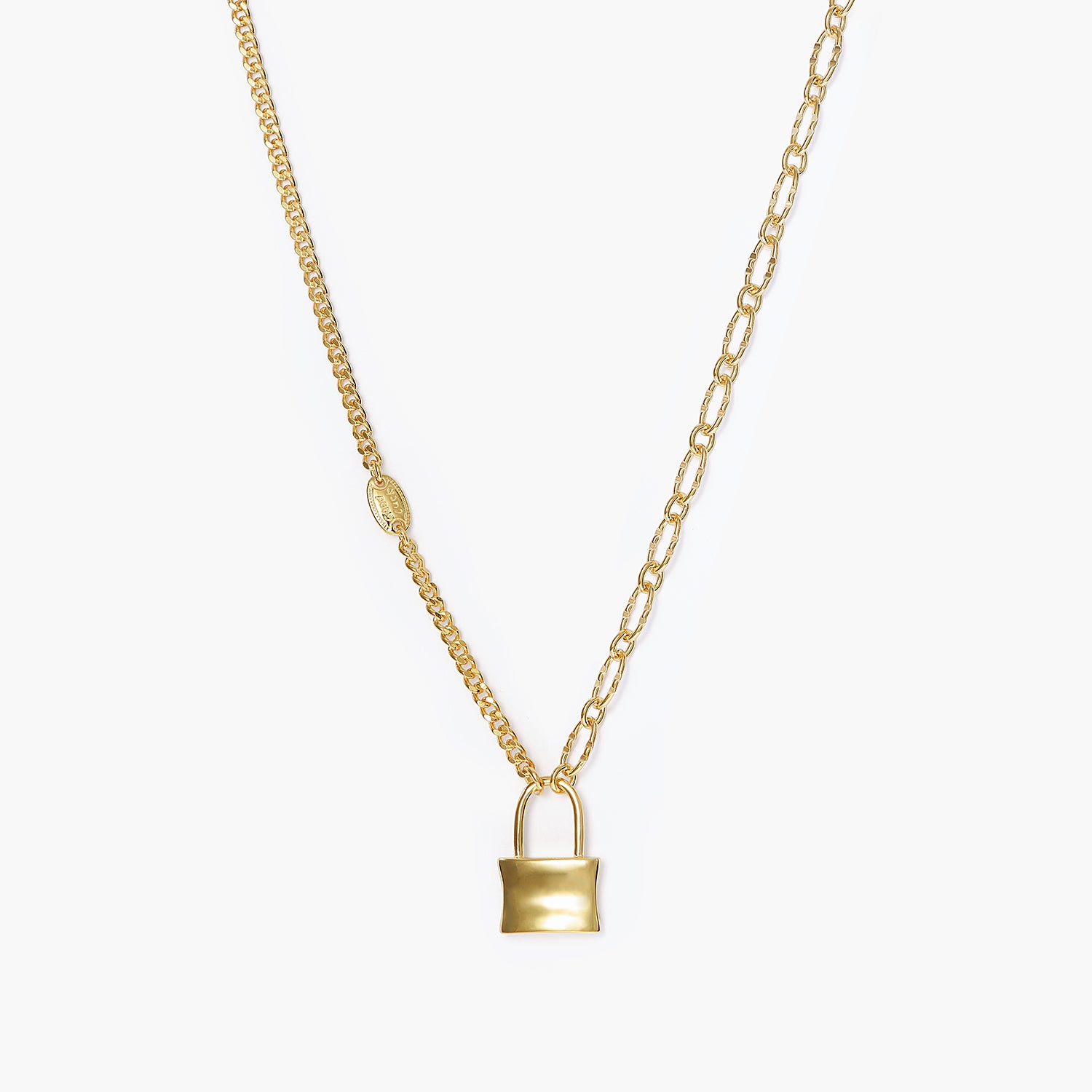 Oval Link Lock Chain Necklace